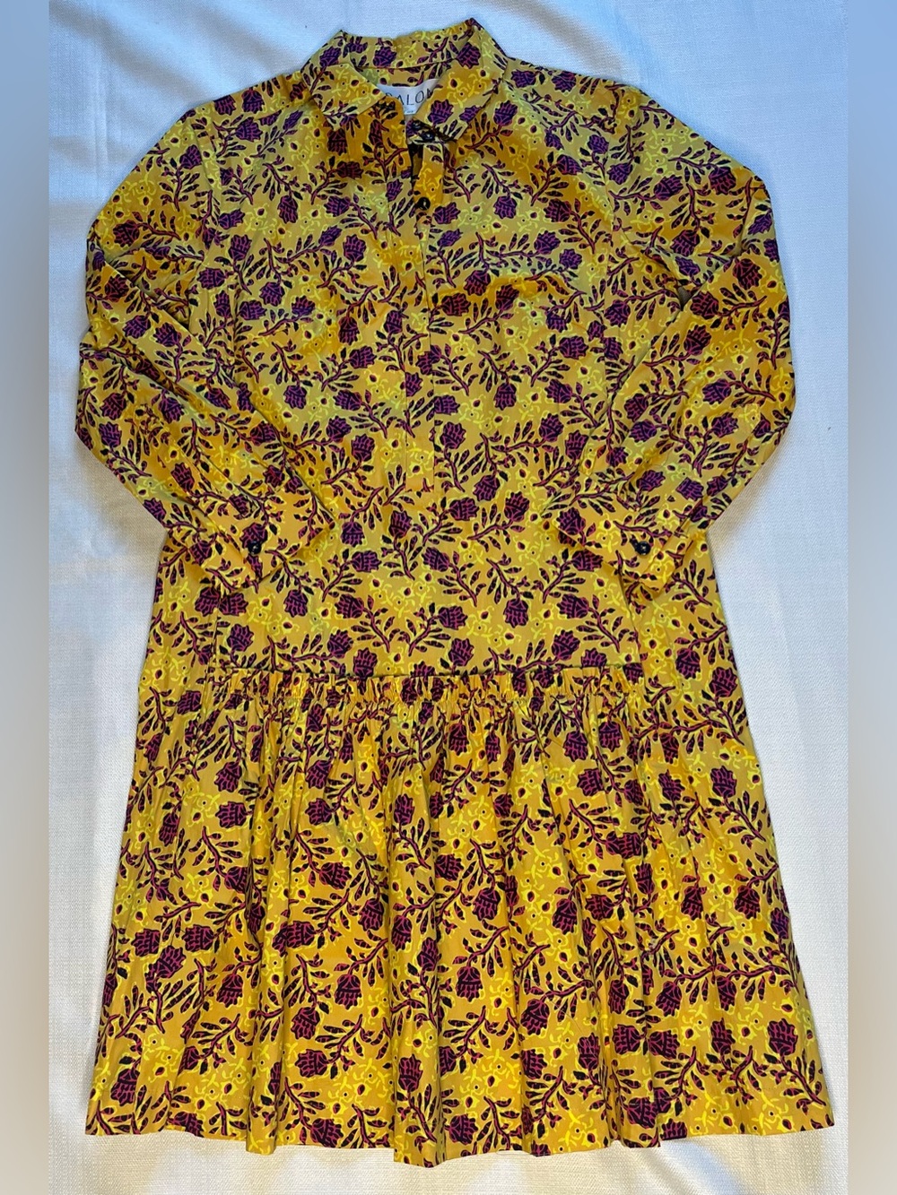 SALONI Yellow Dress with Purple Floral Print